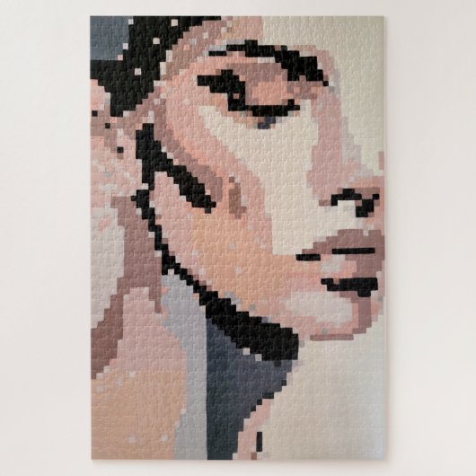 Serenity Modern Neutral Pixel Art Portrait Legpuzzel (Verticaal)