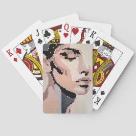 Serenity Modern Neutral Pixel Art Portrait Pokerkaarten