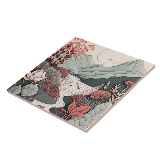 Serenity Natuur Red en Grey Ceramic Tegel Tegeltje (Zijkant)