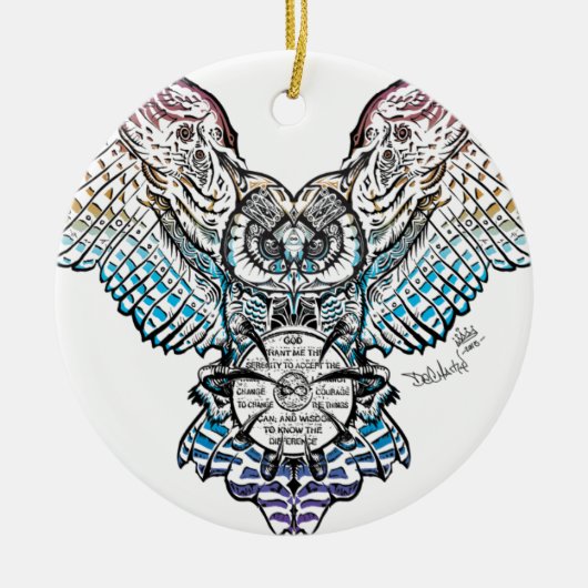 Serenity Owl Keramisch Ornament (Voorkant)