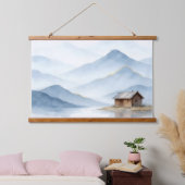 Serenity Peaks — Gold Mountain Landscape Tapestry Hangend Wandkleed (Slaapkamer)