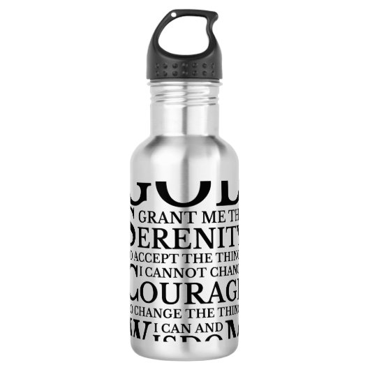 Serenity Prayer AA NA Sober Recovery Waterfles (Voorkant)