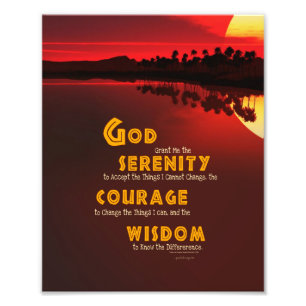 Serenity Prayer: Afrikaanse Rode Sun Sterkte/Herst Foto Afdruk
