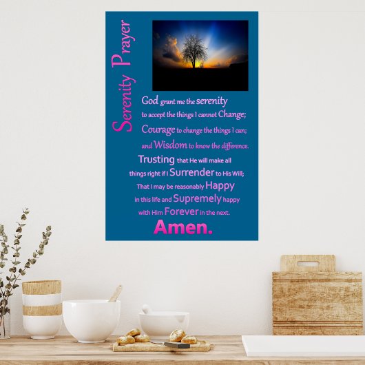 Serenity Prayer Alone Tree Poster (Keuken)