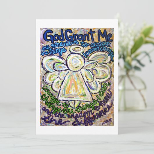 Serenity Prayer Angel Art Invitation of Invites Kaart (Staand voorkant)