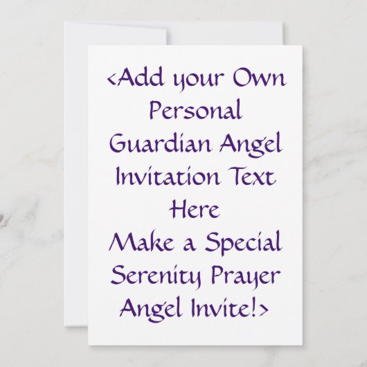 Serenity Prayer Angel Art Invitation of Invites Kaart (Achterkant)