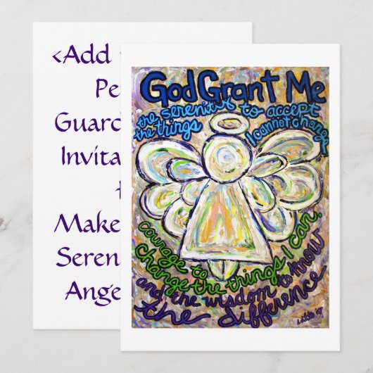 Serenity Prayer Angel Art Invitation of Invites Kaart (Voorkant / Achterkant)