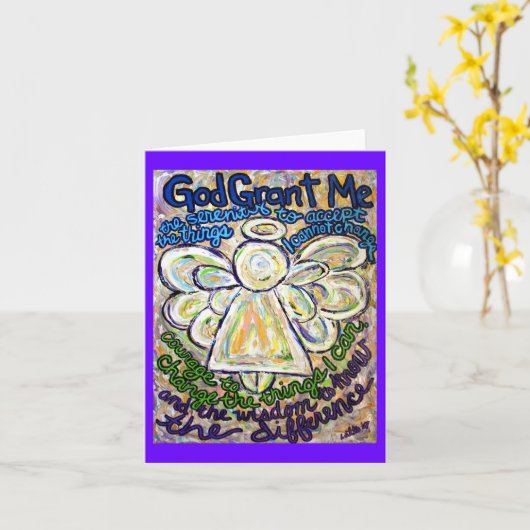 Serenity Prayer Angel Art Note of Wenskaart Kaart (Gele Bloem)