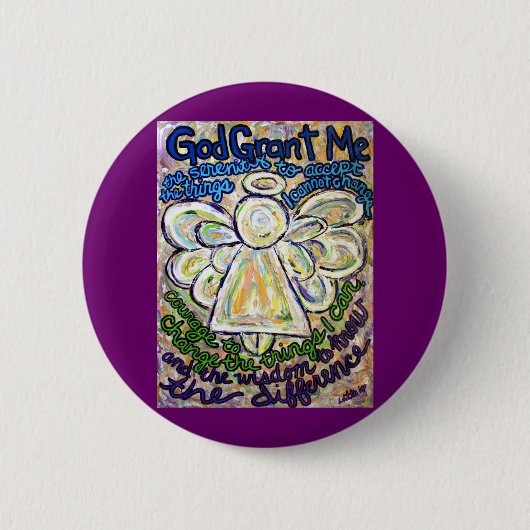 Serenity Prayer Angel Art Painting Button (Voorkant)