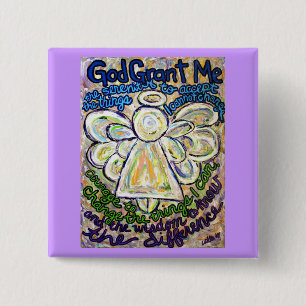 Serenity Prayer Angel Art Painting Pin Vierkante Button 5,1 Cm