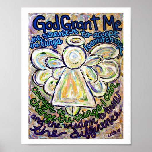 Serenity Prayer Angel Painting Art Poster (klein) (Voorkant)