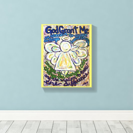 Serenity Prayer Angel Painting Art Print (Small) (Insitu (Houten vloer))