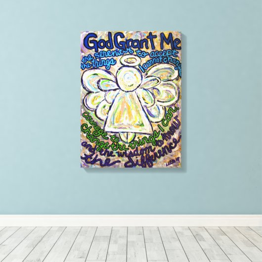 Serenity Prayer Angel Painting Canvas Art afdrukke (Insitu (Houten vloer))