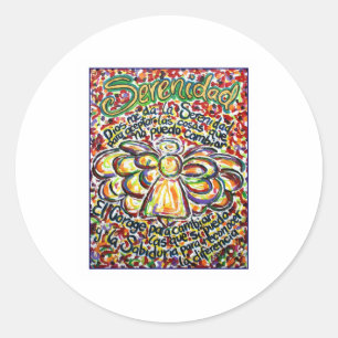 Serenity Prayer Angel (Spaanse tekst) Ronde Sticker