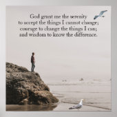 Serenity Prayer Beach Scene with Seagulls Poster (Voorkant)