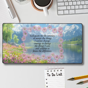 Serenity Prayer Berglandschap Met Wilde Bloemen Bureaumat