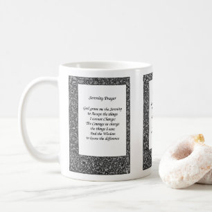 Serenity Prayer Black Floral Design Koffiemok