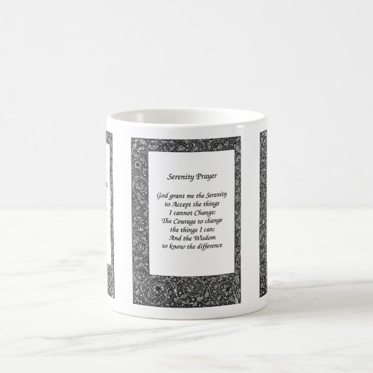 Serenity Prayer Black Floral Design Koffiemok (Center)