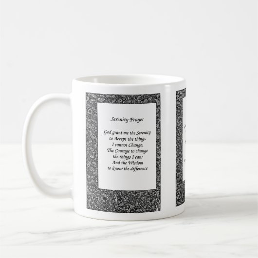 Serenity Prayer Black Floral Design Koffiemok (Links)