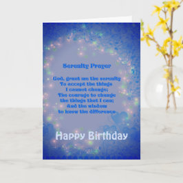 Serenity Prayer Blue Hearts Birthday Kaart