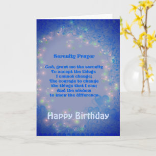 Serenity Prayer Blue Hearts Birthday Kaart