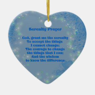 Serenity Prayer Blue Hearts Inspirerend Keramisch Ornament