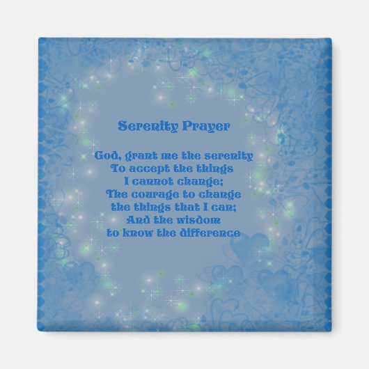 Serenity Prayer Blue Hearts Inspirerend Magnet (Voorkant)
