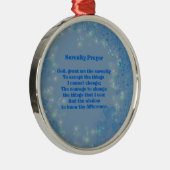 Serenity Prayer Blue Hearts Inspirerend Metalen Ornament (Rechts)