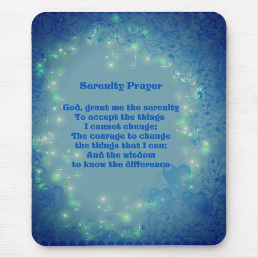 Serenity Prayer Blue Hearts Inspirerend Muismat (Voorkant)