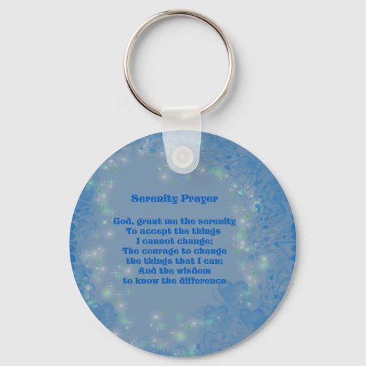 Serenity Prayer Blue Hearts Inspirerend Sleutelhan Sleutelhanger (Voorkant)