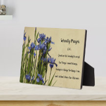 Serenity Prayer Blue Irise Floral