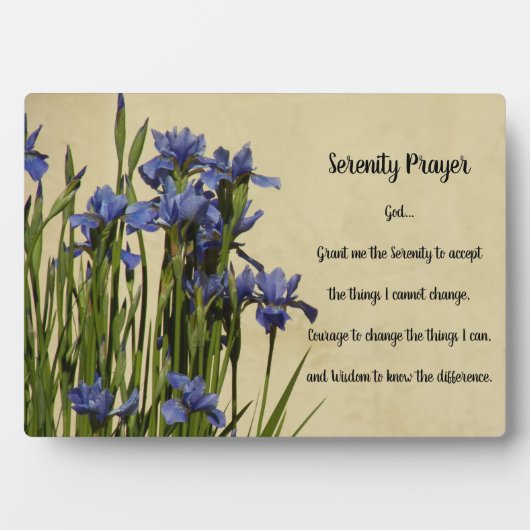 Serenity Prayer Blue Irise Floral Fotoplaat (voorkant)