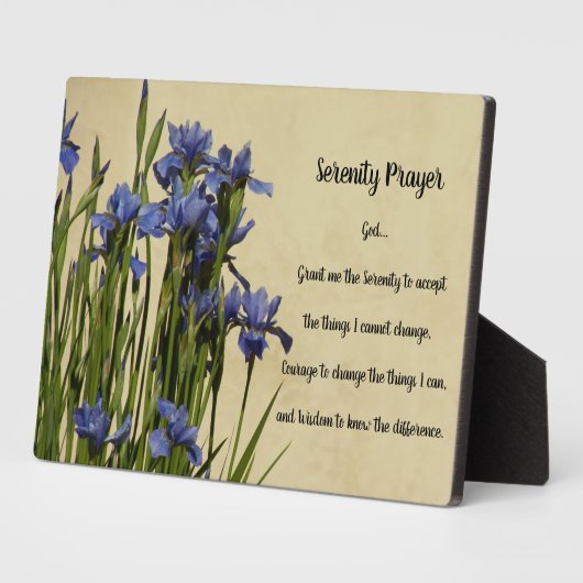 Serenity Prayer Blue Irise Floral Fotoplaat (Zijkant)