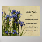 Serenity Prayer Blue Irise Floral Poster (Voorkant)