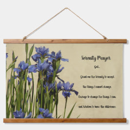Serenity Prayer Blue Irises Floral Hangend Wandkleed