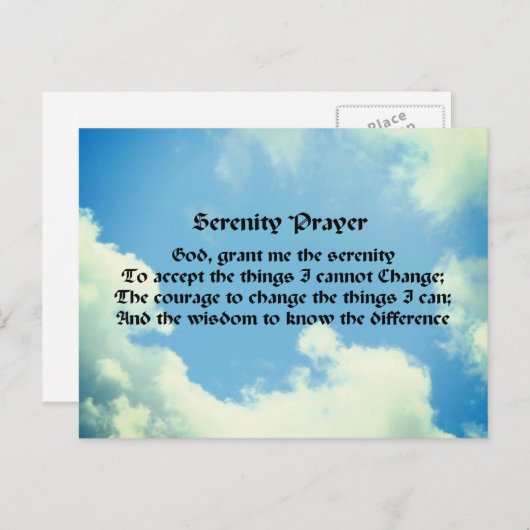 Serenity Prayer Blue Sky Inspirerend Briefkaart (Voorkant / Achterkant)