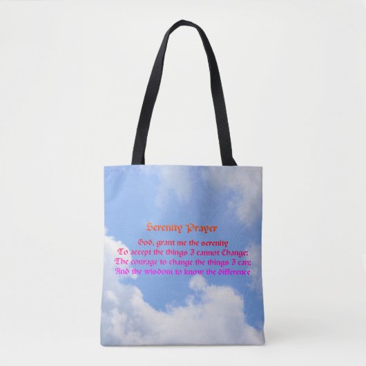 Serenity Prayer Blue Sky Inspirerend Canvas tas (Voorkant)