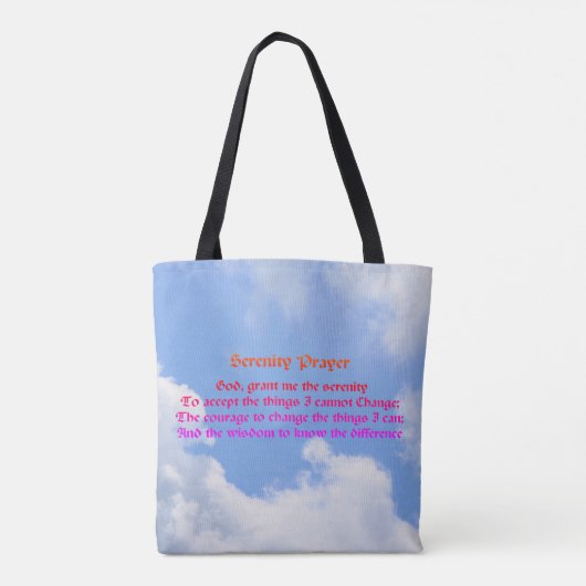 Serenity Prayer Blue Sky Inspirerend Canvas tas (Achterkant)