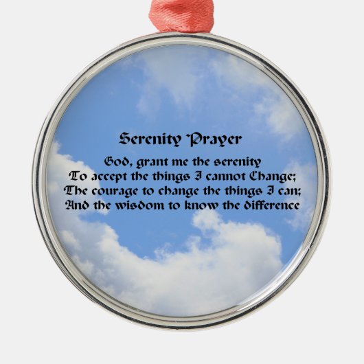 Serenity Prayer Blue Sky Inspirerend Metalen Ornament (Voorkant)