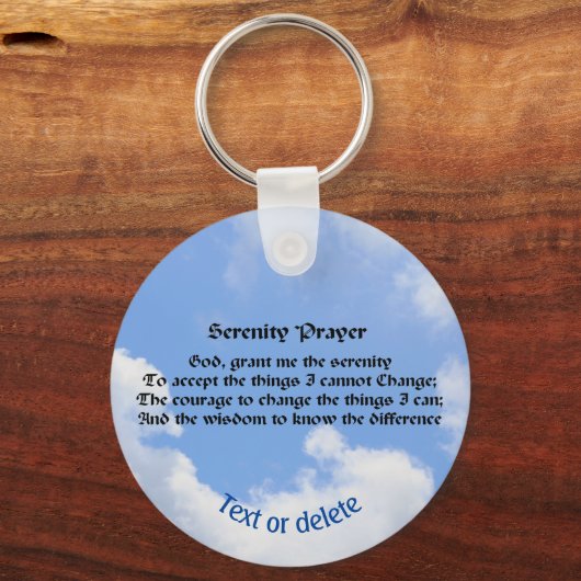 Serenity Prayer Blue Sky Inspirerend Sleutelhanger (Achterkant)