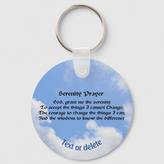 Serenity Prayer Blue Sky Inspirerend Sleutelhanger (Achterkant)