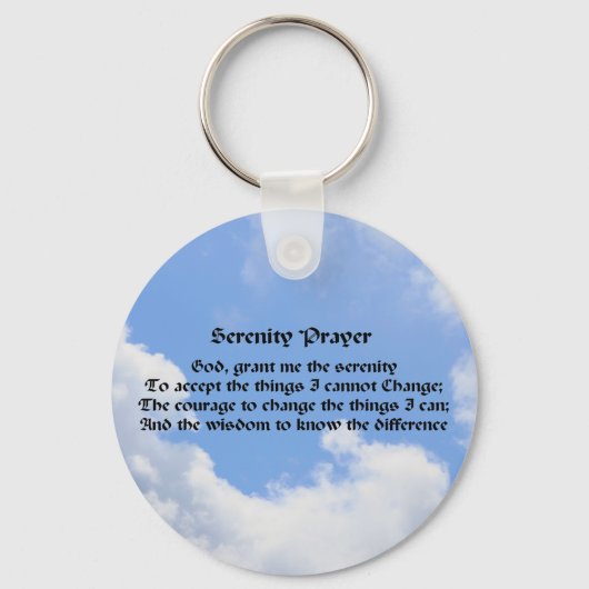 Serenity Prayer Blue Sky Inspirerend Sleutelhanger (Voorkant)