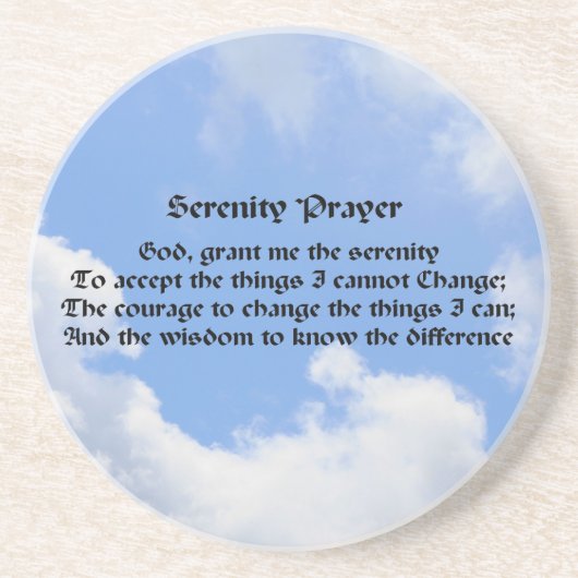 Serenity Prayer Blue Sky Inspirerend Zandsteen Onderzetter (Voorkant)