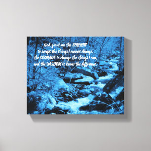 Serenity Prayer Blue stromend Brook Inspirerend Canvas Afdruk