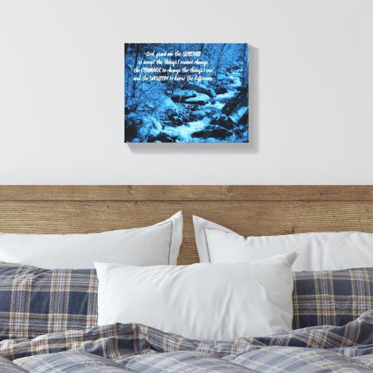 Serenity Prayer Blue stromend Brook Inspirerend Canvas Afdruk (Insitu (Slaapkamer))