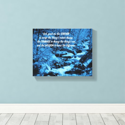 Serenity Prayer Blue stromend Brook Inspirerend Canvas Afdruk (Insitu (Houten vloer))
