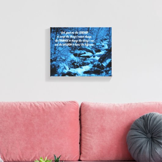 Serenity Prayer Blue stromend Brook Inspirerend Canvas Afdruk (Insitu (Woonkamer))
