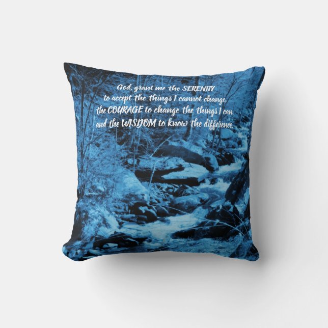 Serenity Prayer Blue stromend Brook Inspirerend Kussen (Voorkant)