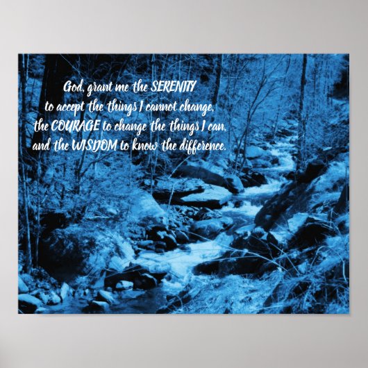Serenity Prayer Blue stromend Brook Inspirerend Poster (Voorkant)