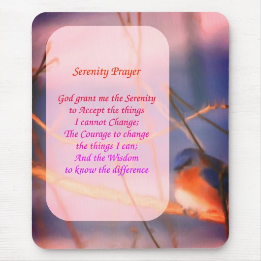 Serenity Prayer Bluebird Inspirerend Muismat (Voorkant)